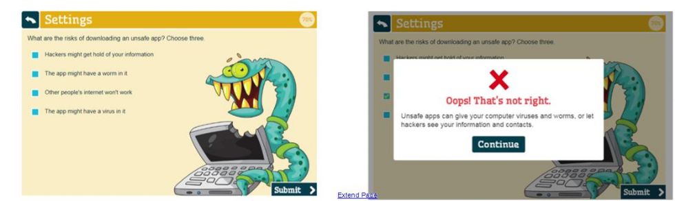 An alien with sharp teeth shaped like a snake eating a laptop. The title says what are the risks of downloading an unsafe app