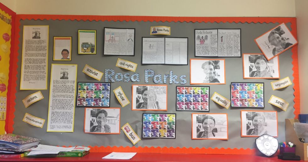  A display with work and information by the children about Roda Parks