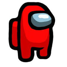 A red alien with a screen over their face. An among us character