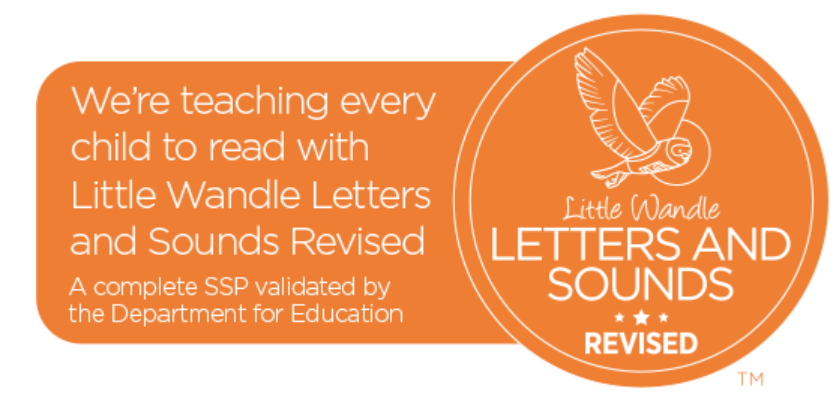 a badge that says we are teachinng every child to read with little wandle letters and sounds
